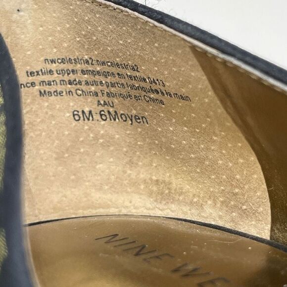 Nine West Women's Celestria D'Orsay Peep Toe Heels Slip On Black Gold Brocade 6M - Picture 9 of 9